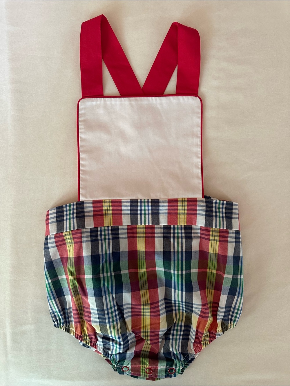 The Beaufort Bonnet Company Red Strap Multicolor Plaid Sayre Sunsuit